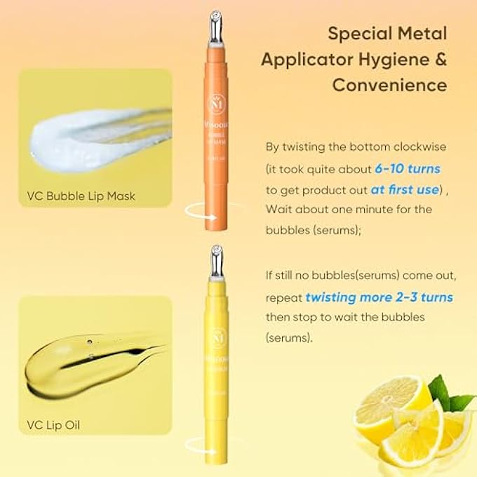 Misoour LIP SERUM & BUBBLE LIP MASK, WITH HYALURONIC ACID, VITAMIN C & SQUALANE PLUMPING LIP TREATMENT, NOURISHING OVERNIGHT LIP BALM, HYDRATING, EXFOLIATING LIP SCRUB ALTERNATIVE (0.14FL.OZ, 3-PIECE) - Image 3
